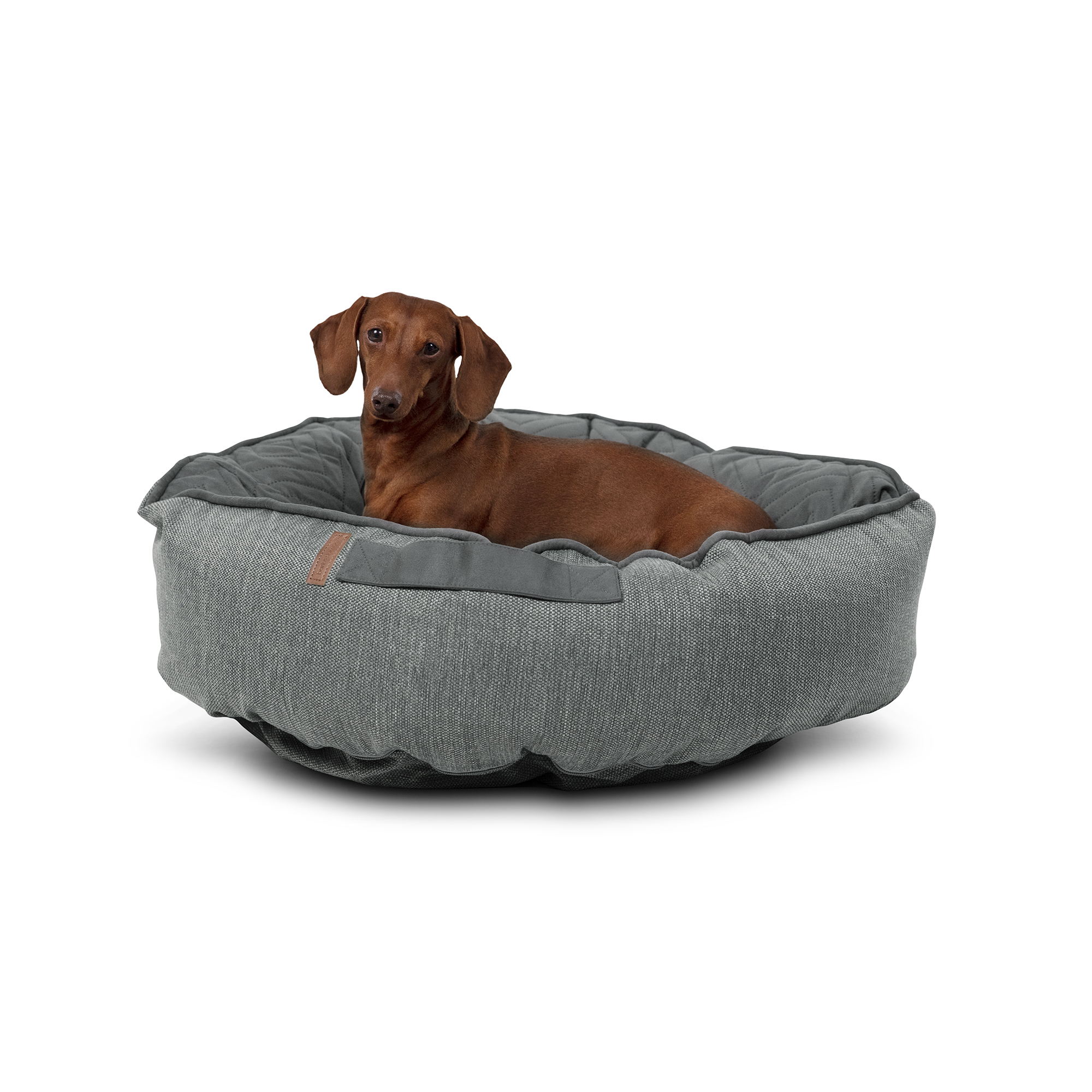 Good Boy Grey Small Polyfill Round Cloud Dog Bed - Bark & Slumber